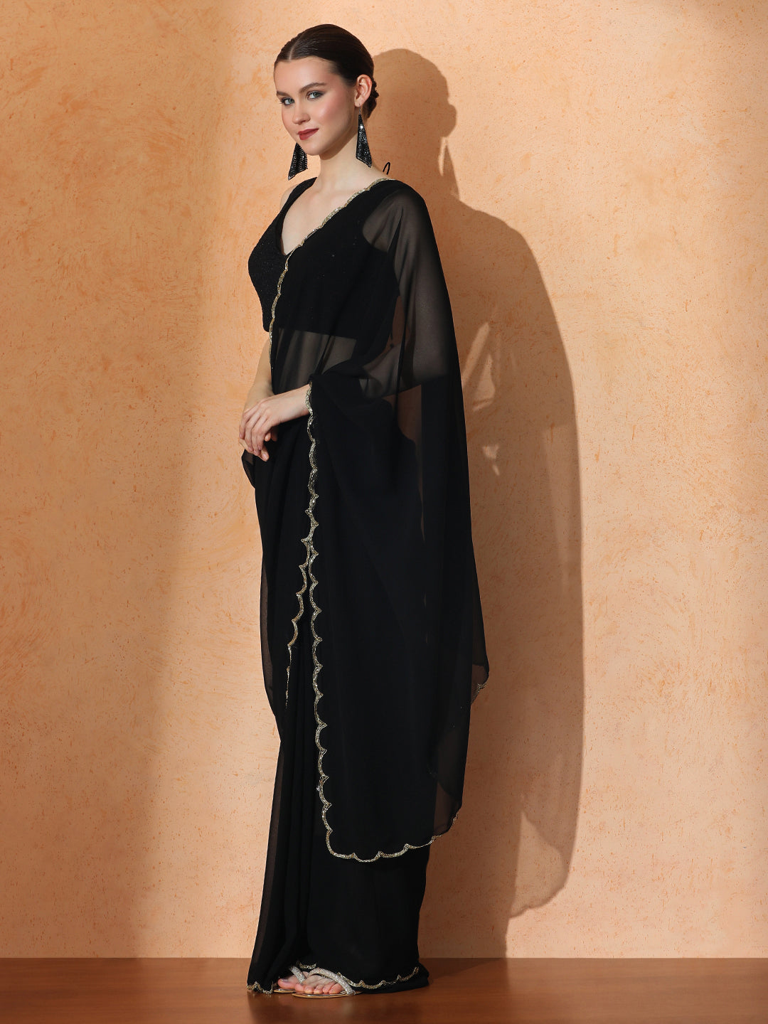 Embellished Georgette Saree with Unstiched Blouse