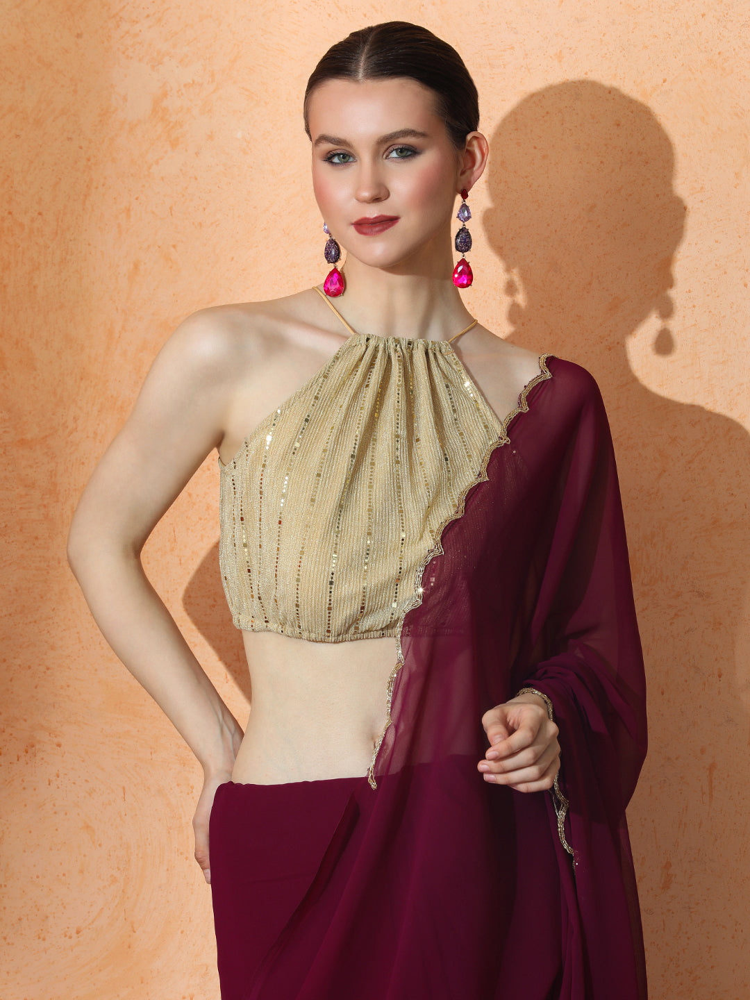 Embellished Georgette Saree with Unstiched Blouse