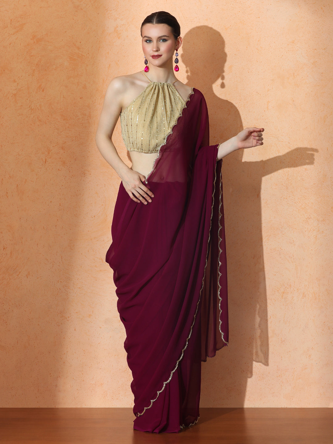 Embellished Georgette Saree with Unstiched Blouse