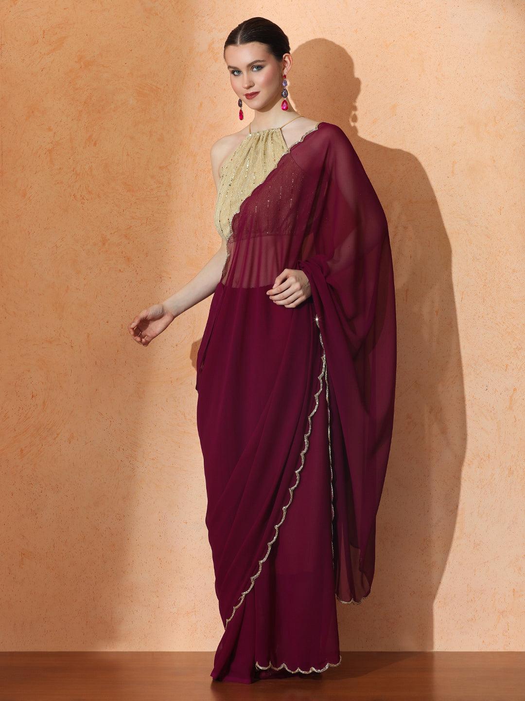 Embellished Georgette Saree with Unstiched Blouse