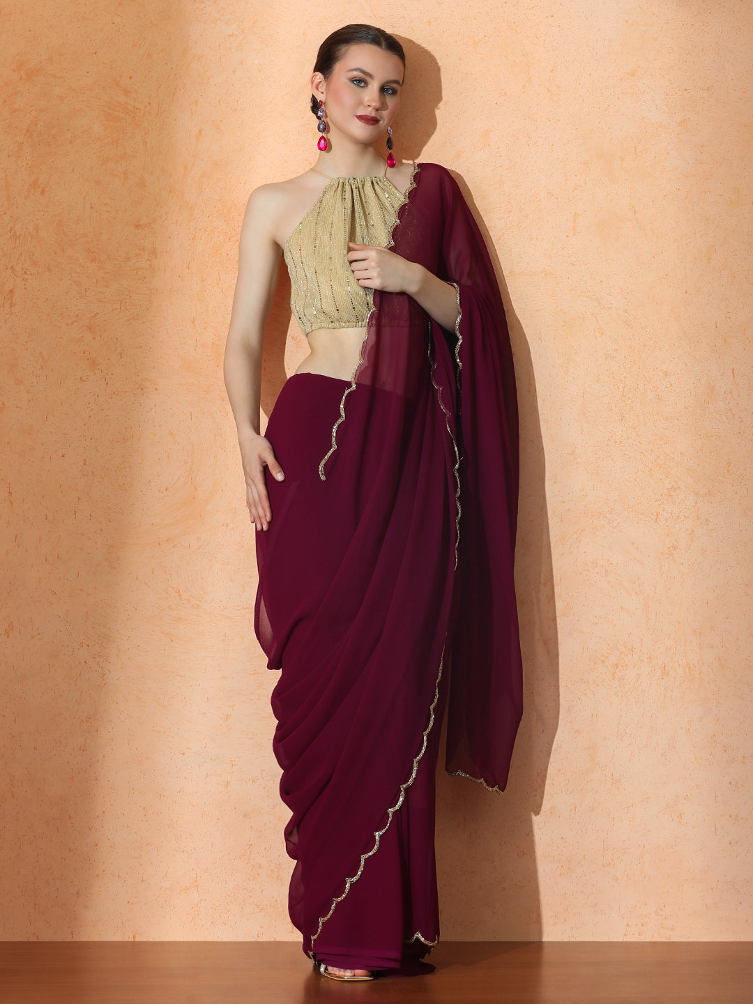 Embellished Georgette Saree with Unstiched Blouse