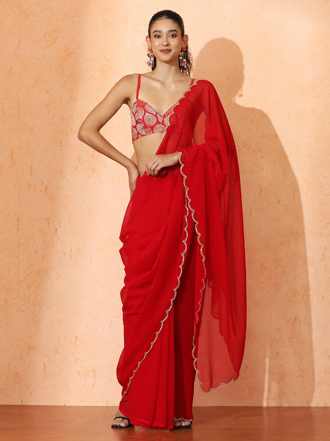 Embellished Georgette Saree with Unstiched Blouse