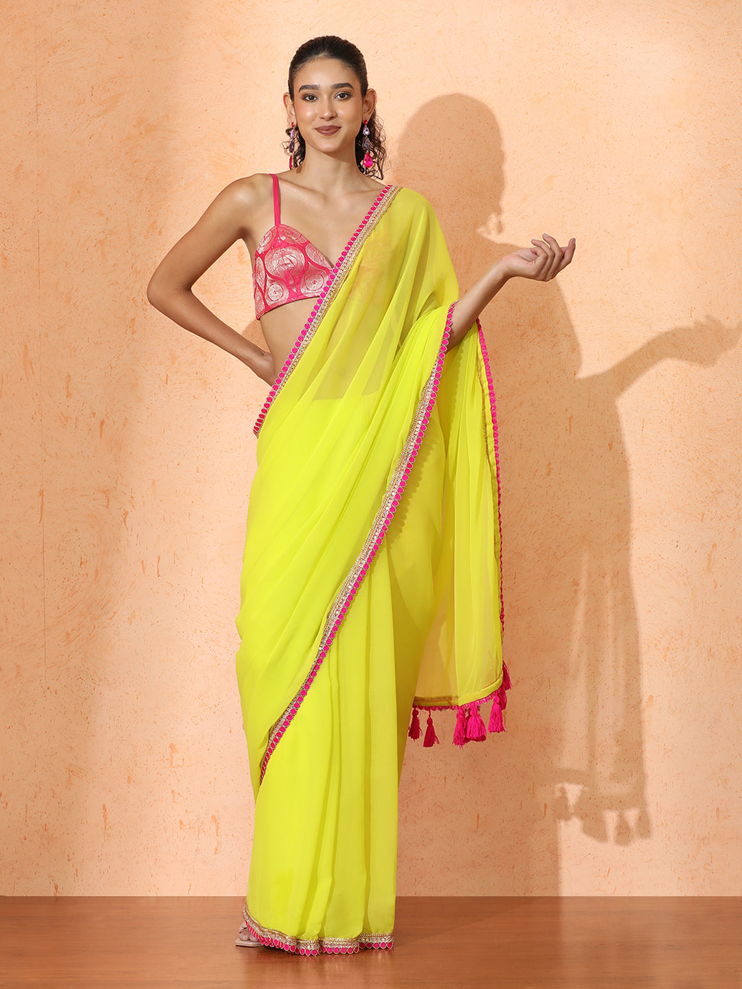 Embellished Georgette Saree with Unstiched Blouse