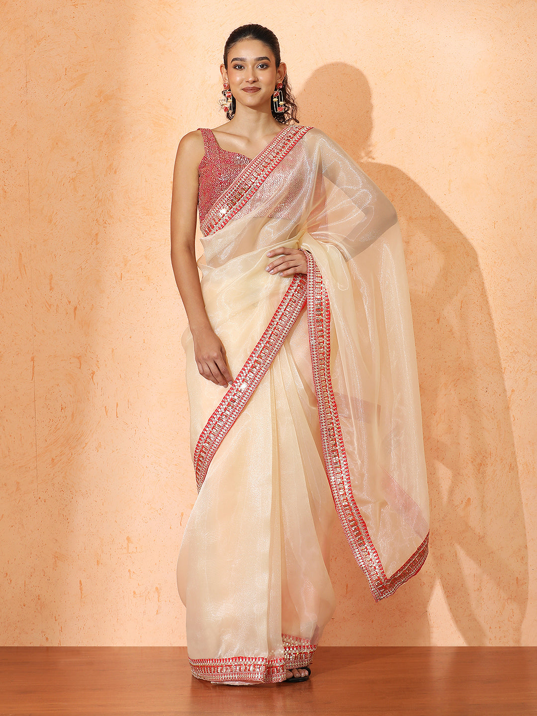 Embellished Organza Saree with Unstiched Blouse