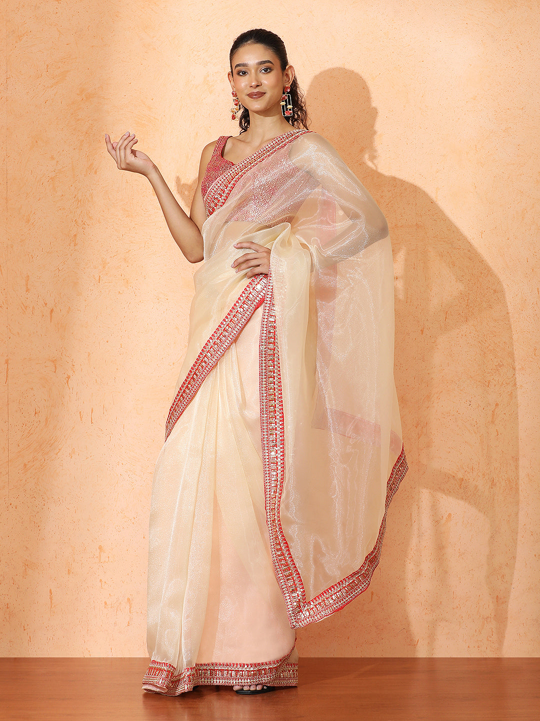 Embellished Organza Saree with Unstiched Blouse