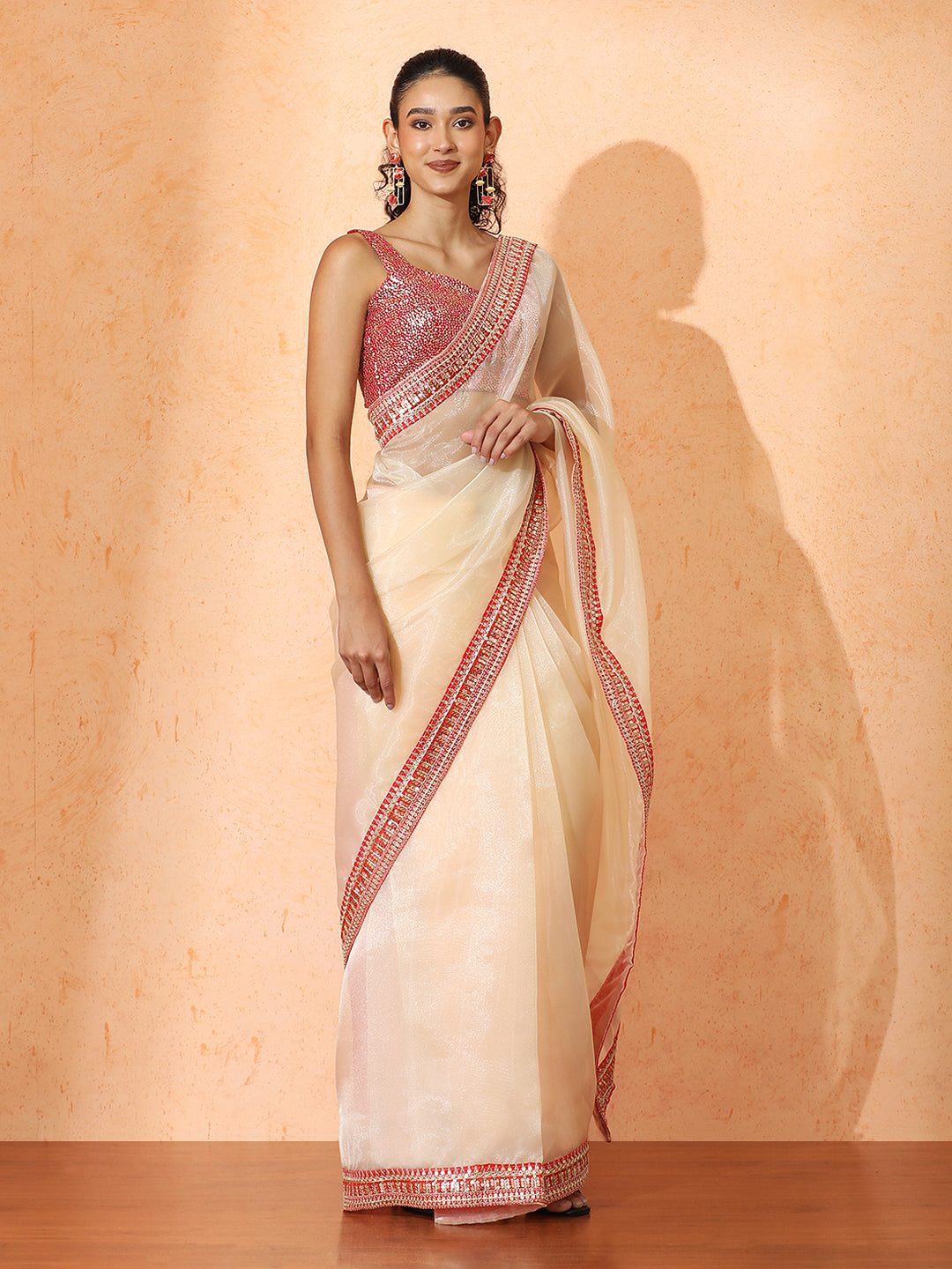 Embellished Organza Saree with Unstiched Blouse