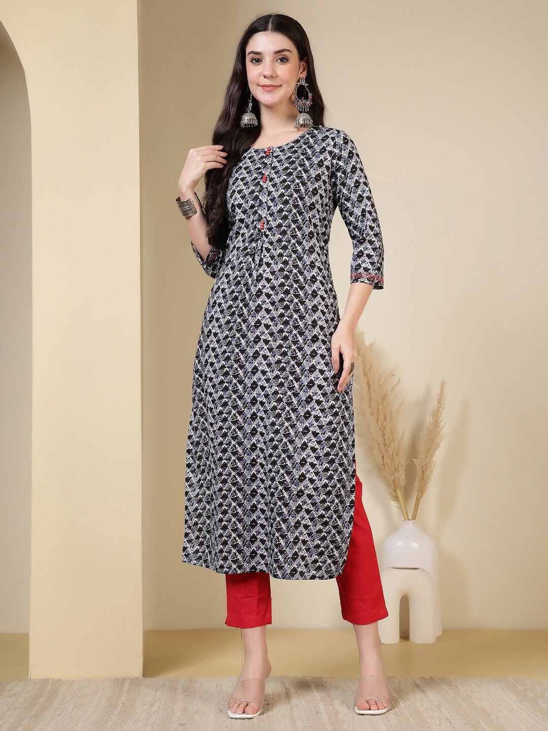 Floral Printed Straight Pure Cotton Kurta