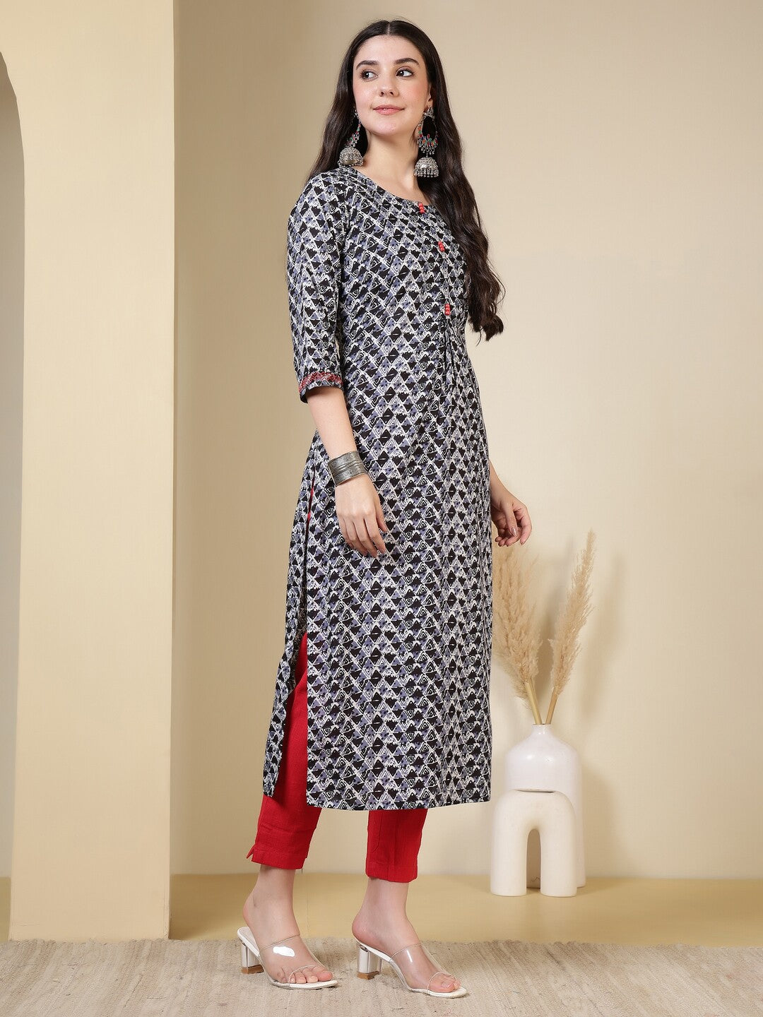 Floral Printed Straight Pure Cotton Kurta