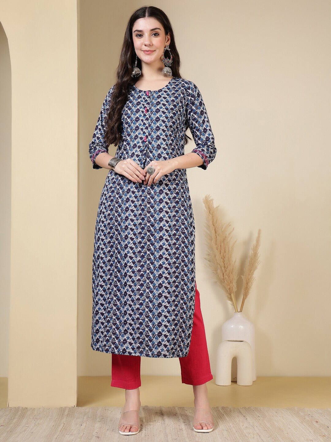 Floral Printed Straight Pure Cotton Kurta
