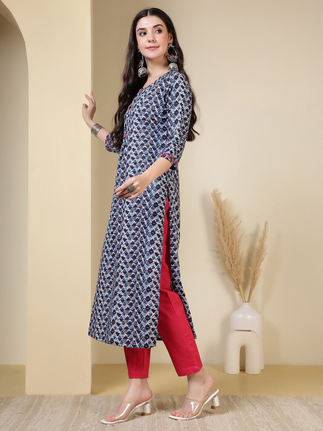 Floral Printed Straight Pure Cotton Kurta