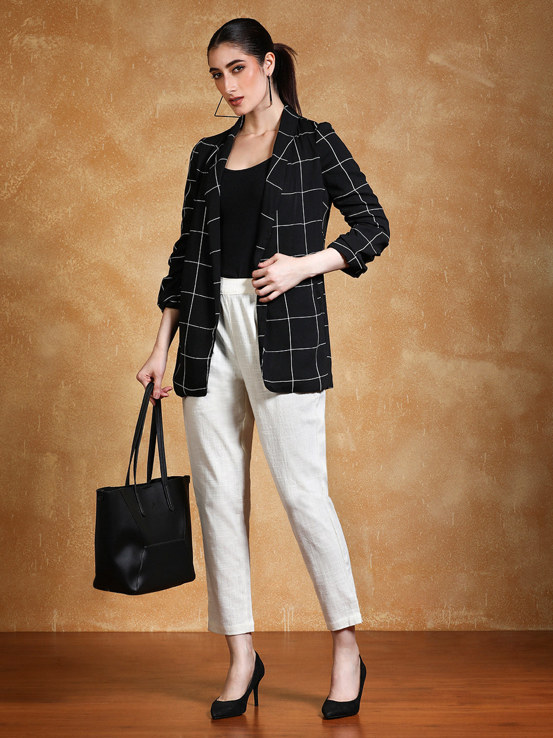 Choose off White Colour Slub Cotton Solid Pants