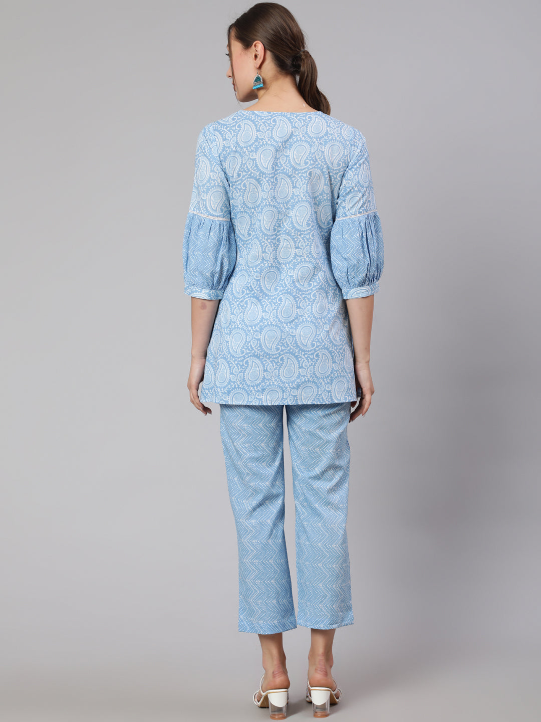 Blue Ethnic Printed Cotton Co-ord Set