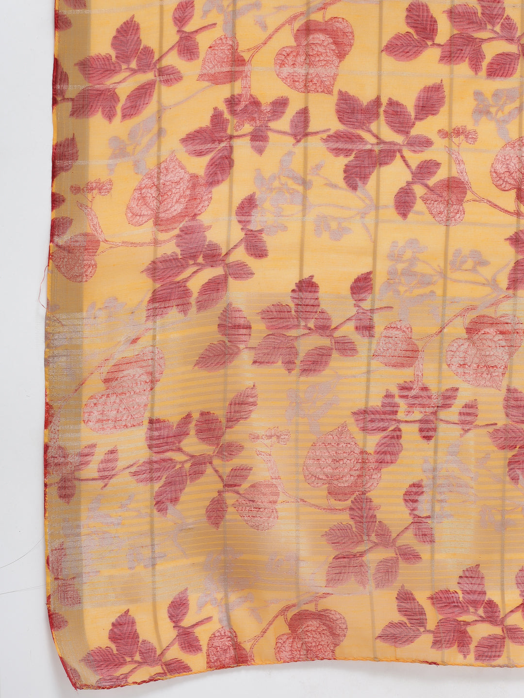 Yellow Solid Straight Chanderi Kurta With Palazzos & Dupatta