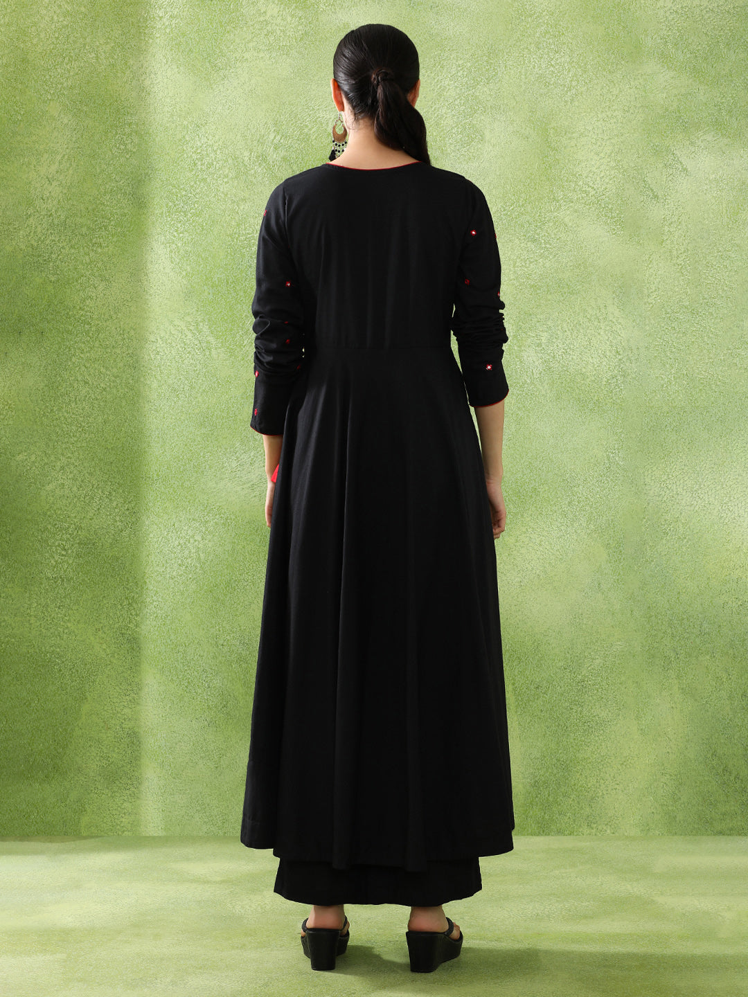 Embroidered A-Line Pure Cotton Kurta & Trousers Sets