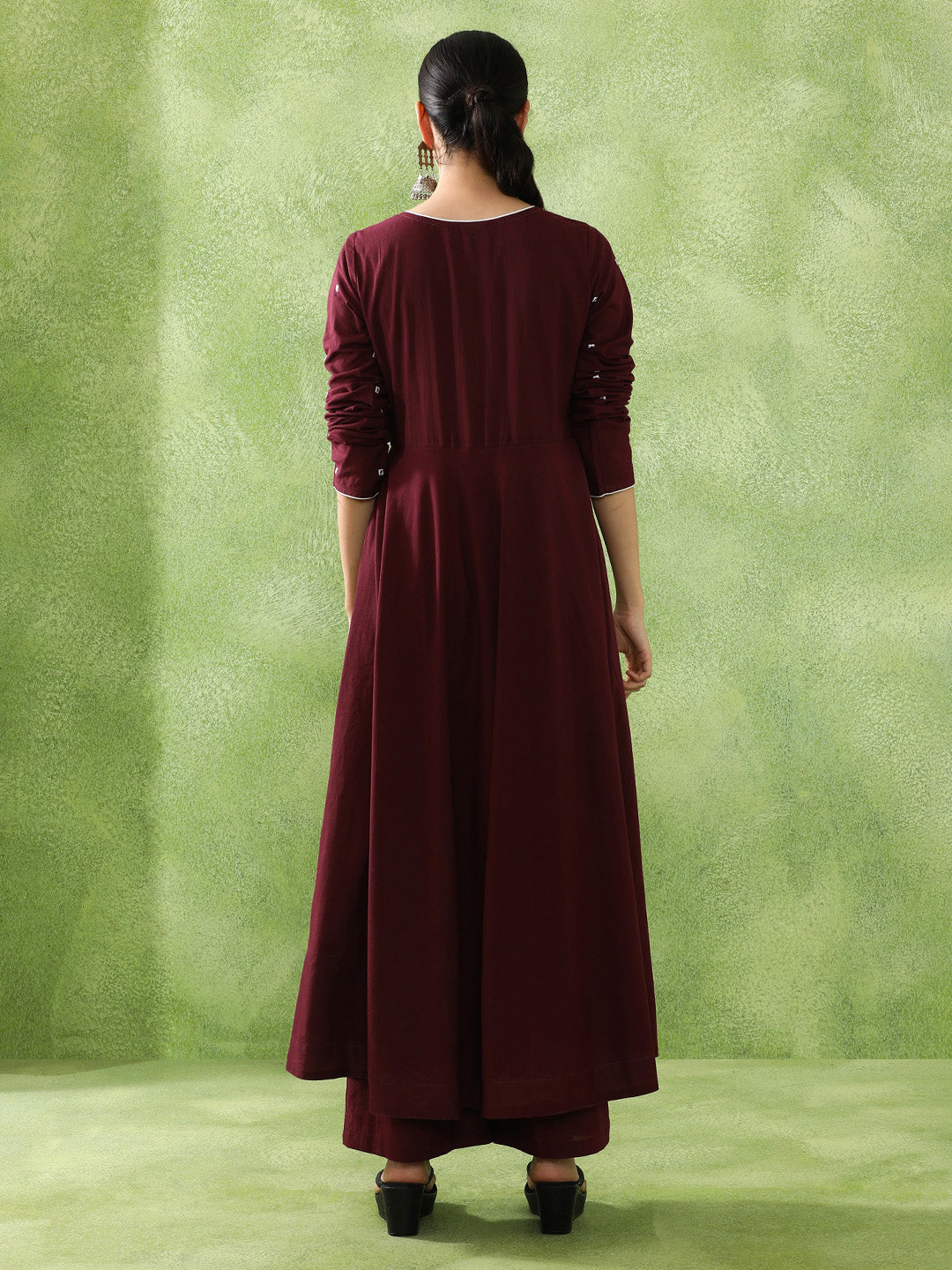 Embroidered A-Line Pure Cotton Kurta & Trousers Sets