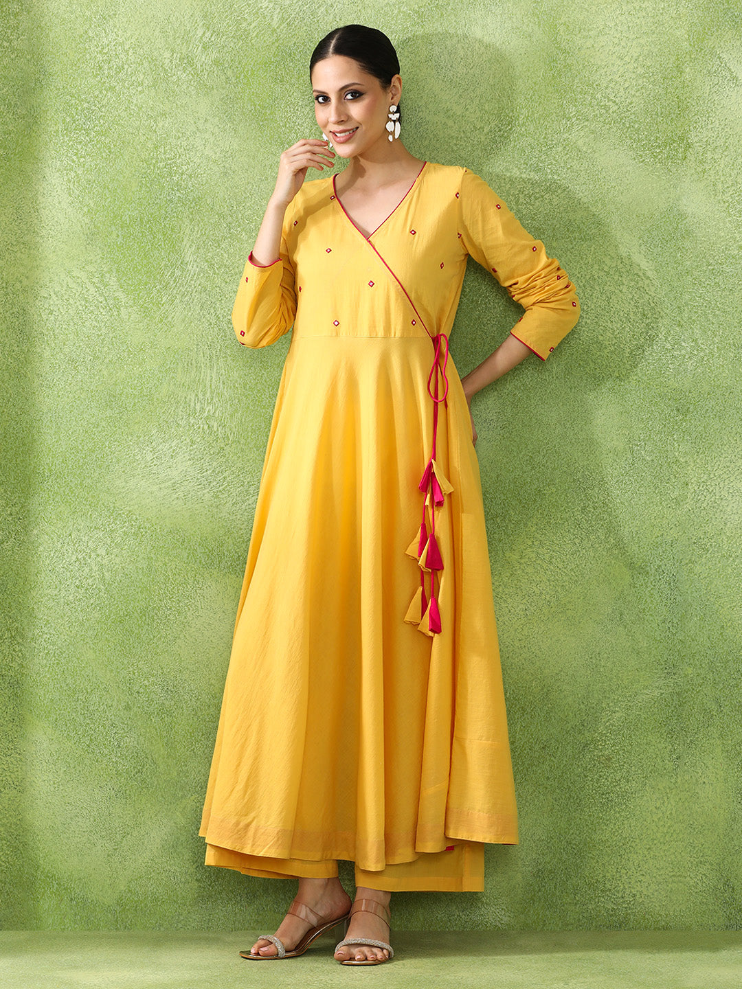 Embroidered A-Line Pure Cotton Kurta & Trousers Sets