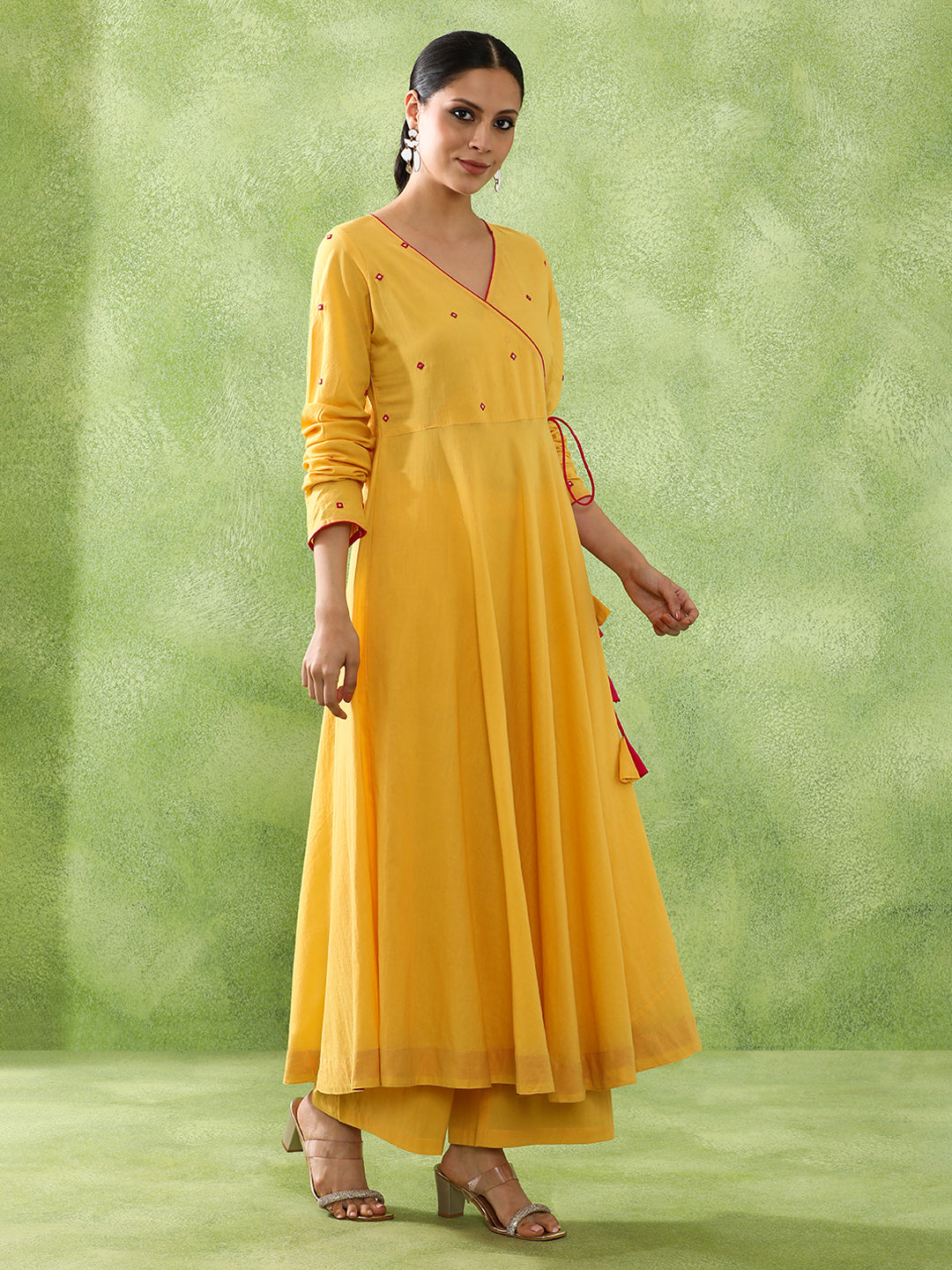 Embroidered A-Line Pure Cotton Kurta & Trousers Sets