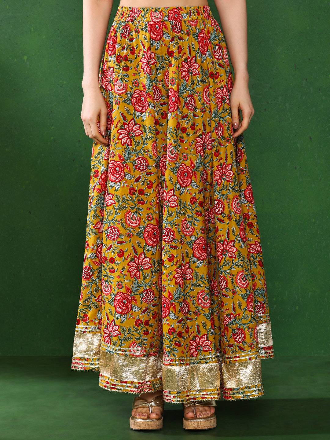 Floral Print Straight Kurta With Skirt