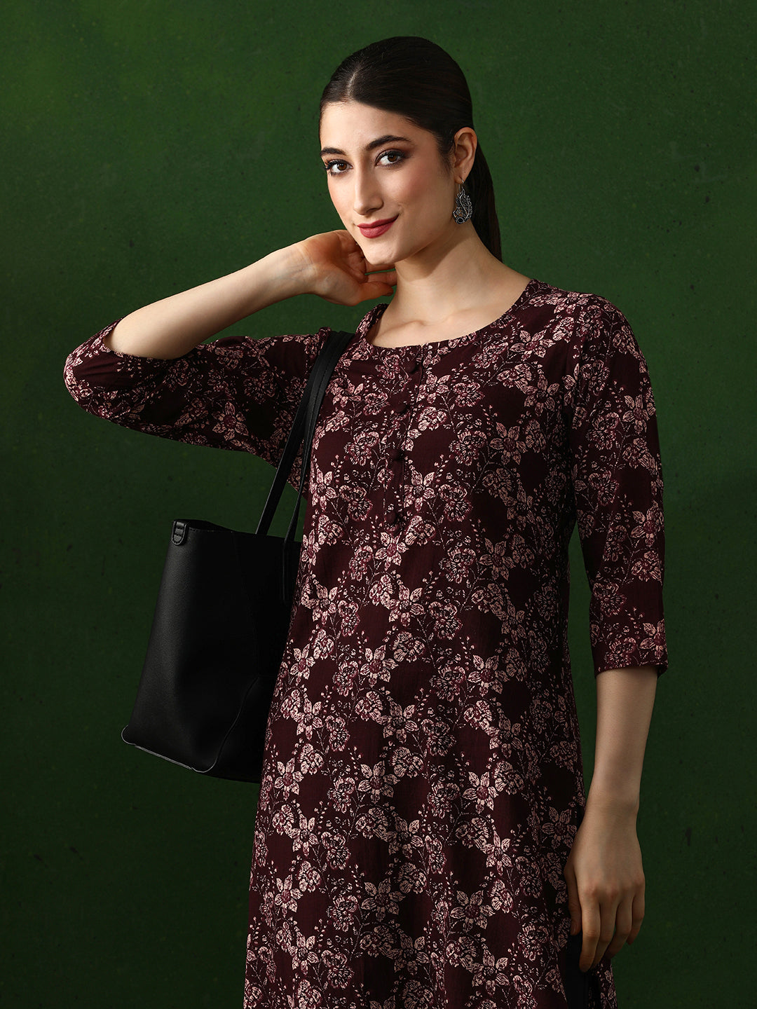 Floral Printed Straight Pure Cotton Kurta