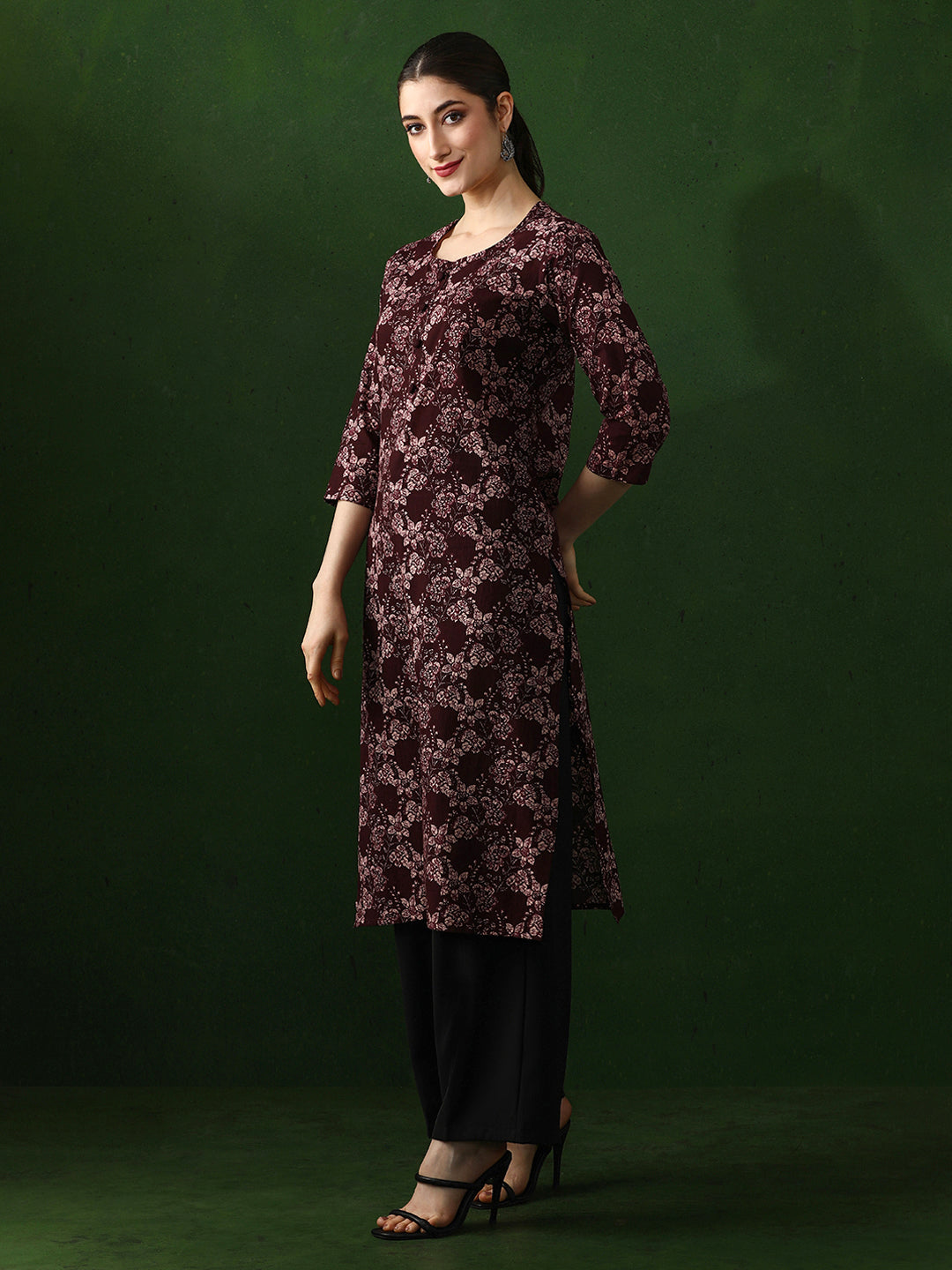 Floral Printed Straight Pure Cotton Kurta