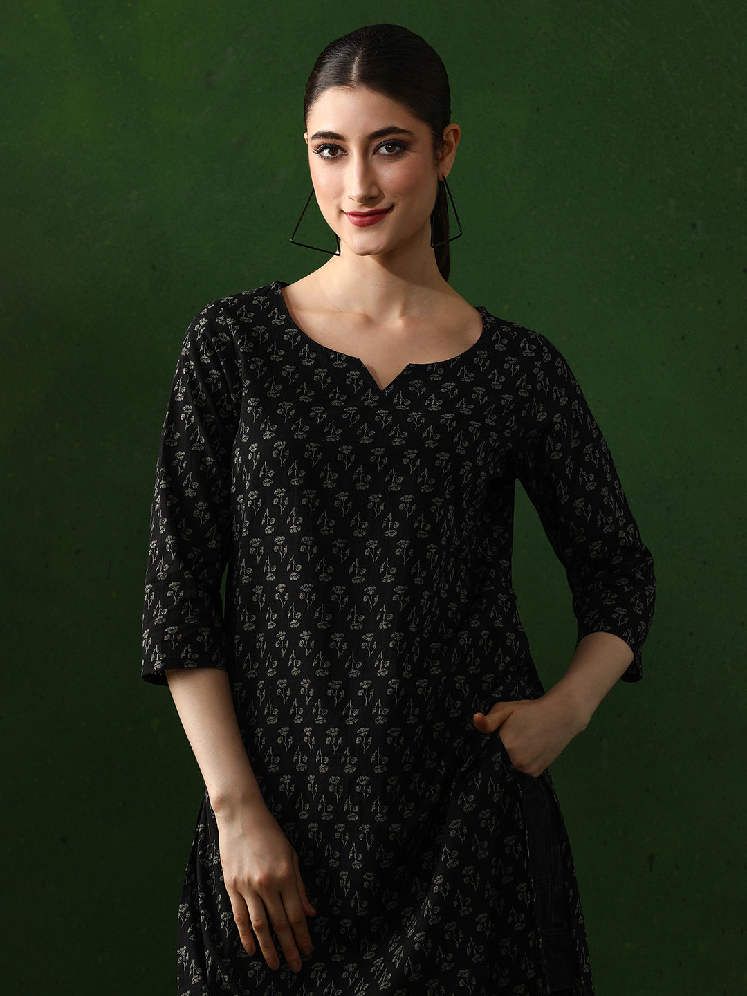 Floral Printed Straight Pure Cotton Kurta