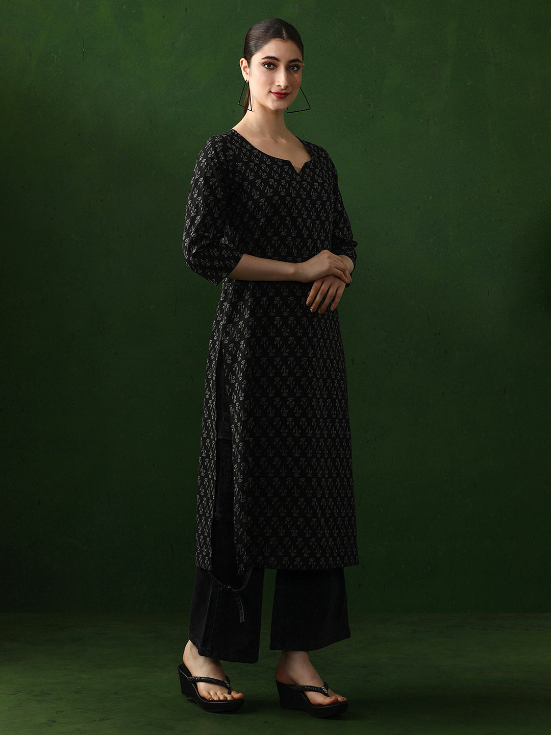 Floral Printed Straight Pure Cotton Kurta