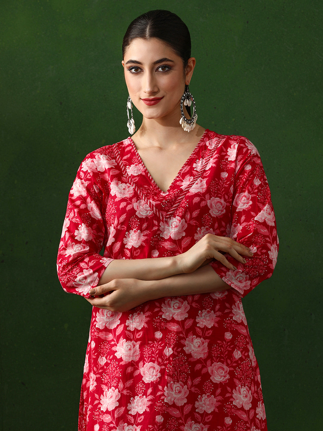 Floral Printed Straight Pure Cotton Kurta