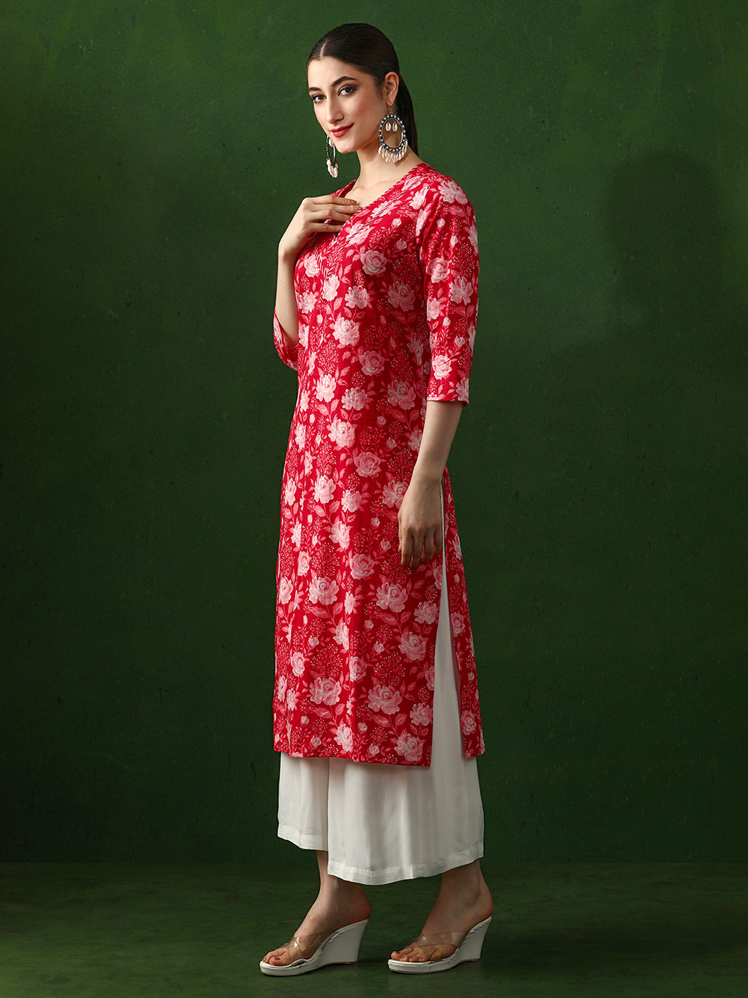 Floral Printed Straight Pure Cotton Kurta