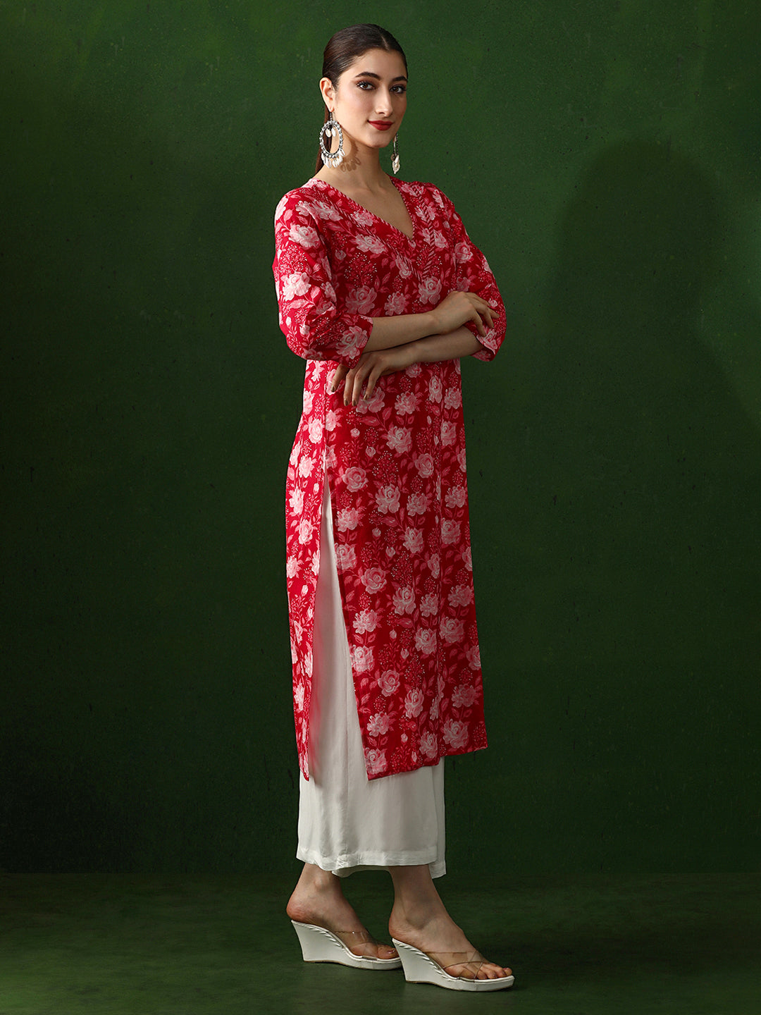 Floral Printed Straight Pure Cotton Kurta