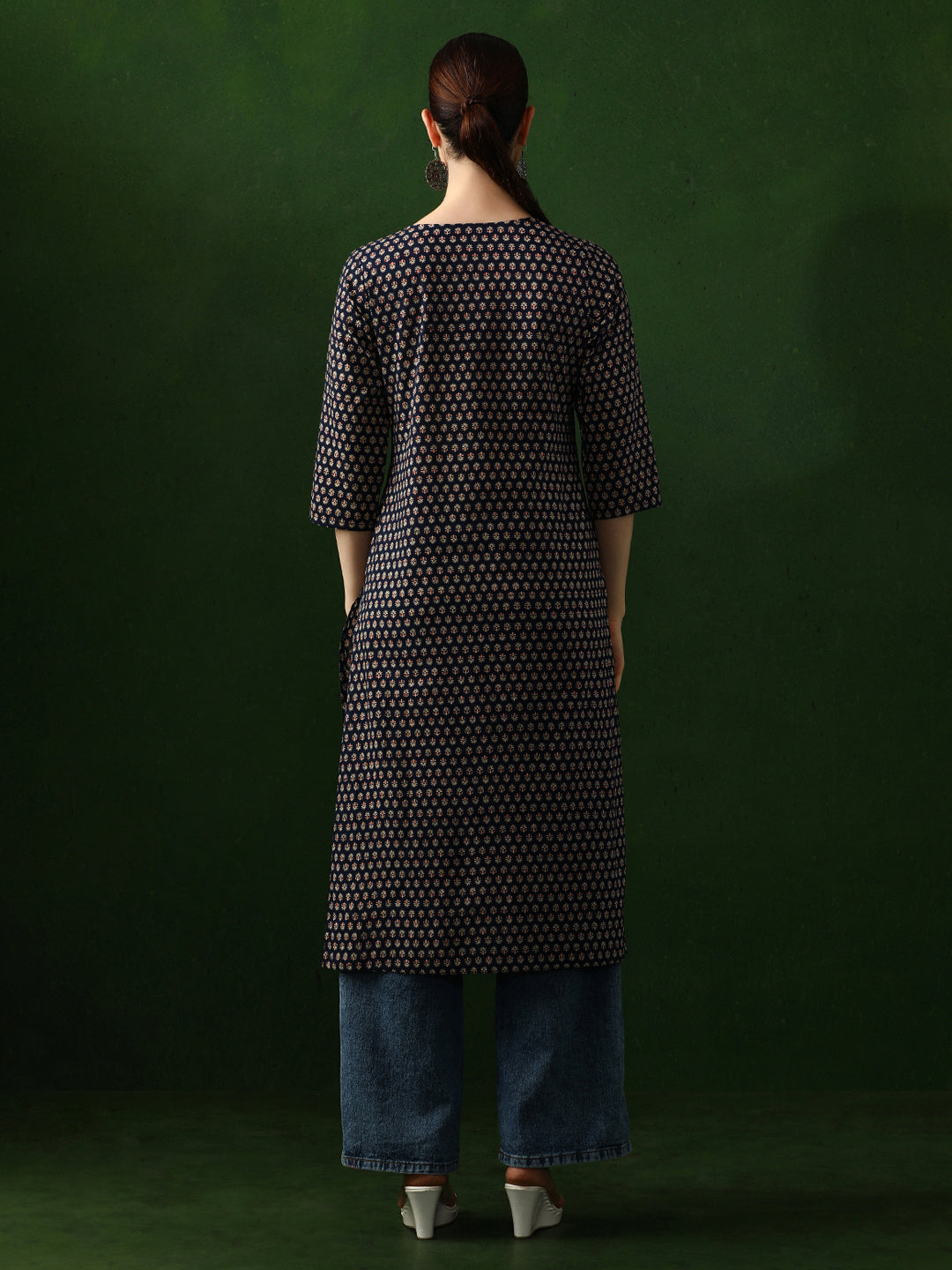 Floral Printed Straight Pure Cotton Kurta