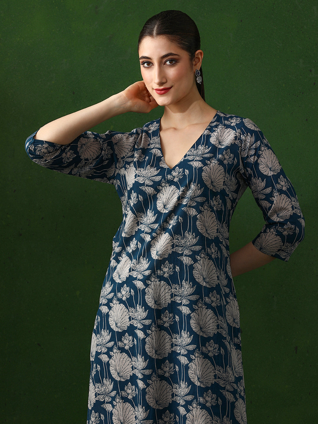 Floral Printed Straight Pure Cotton Kurta