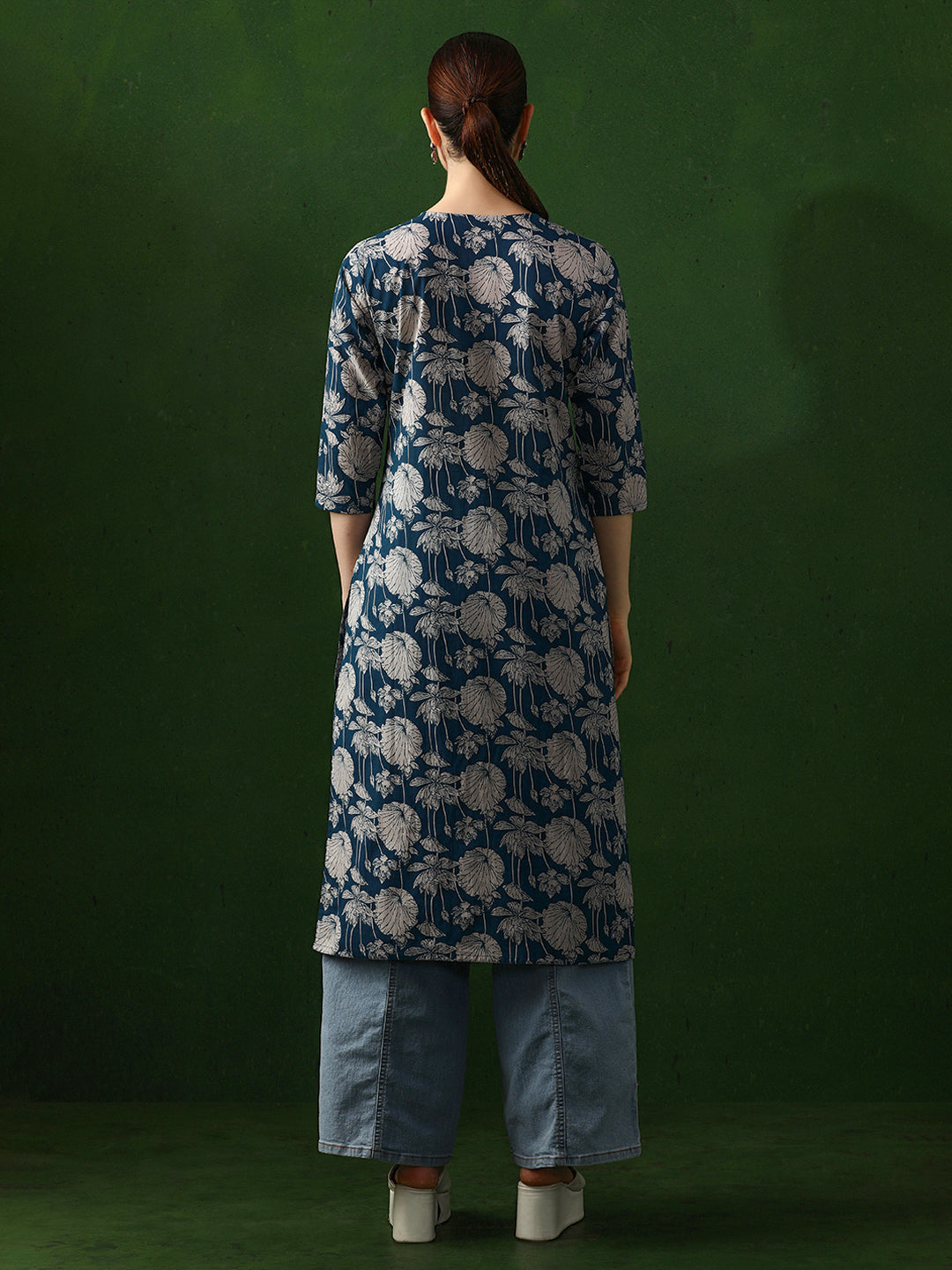 Floral Printed Straight Pure Cotton Kurta