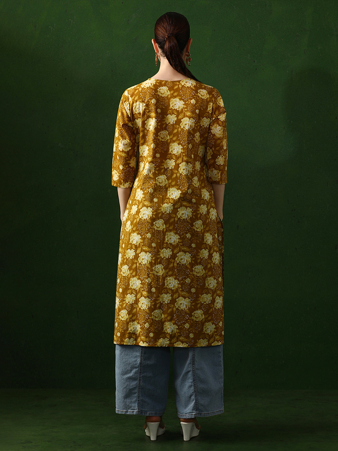 Floral Printed Straight Pure Cotton Kurta