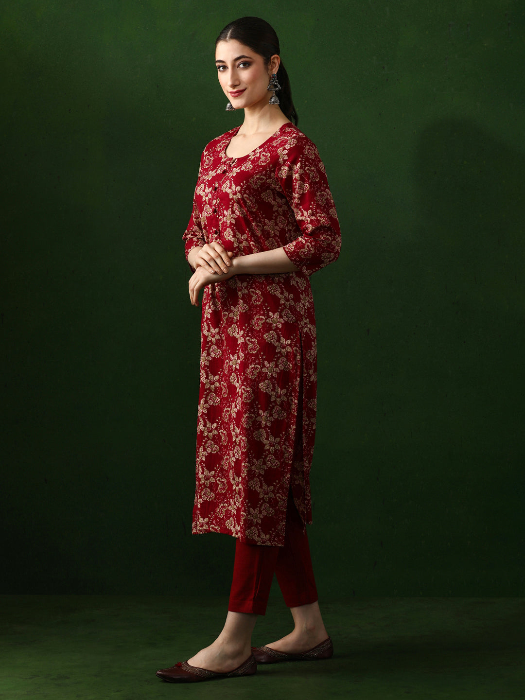 Floral Printed Straight Pure Cotton Kurta