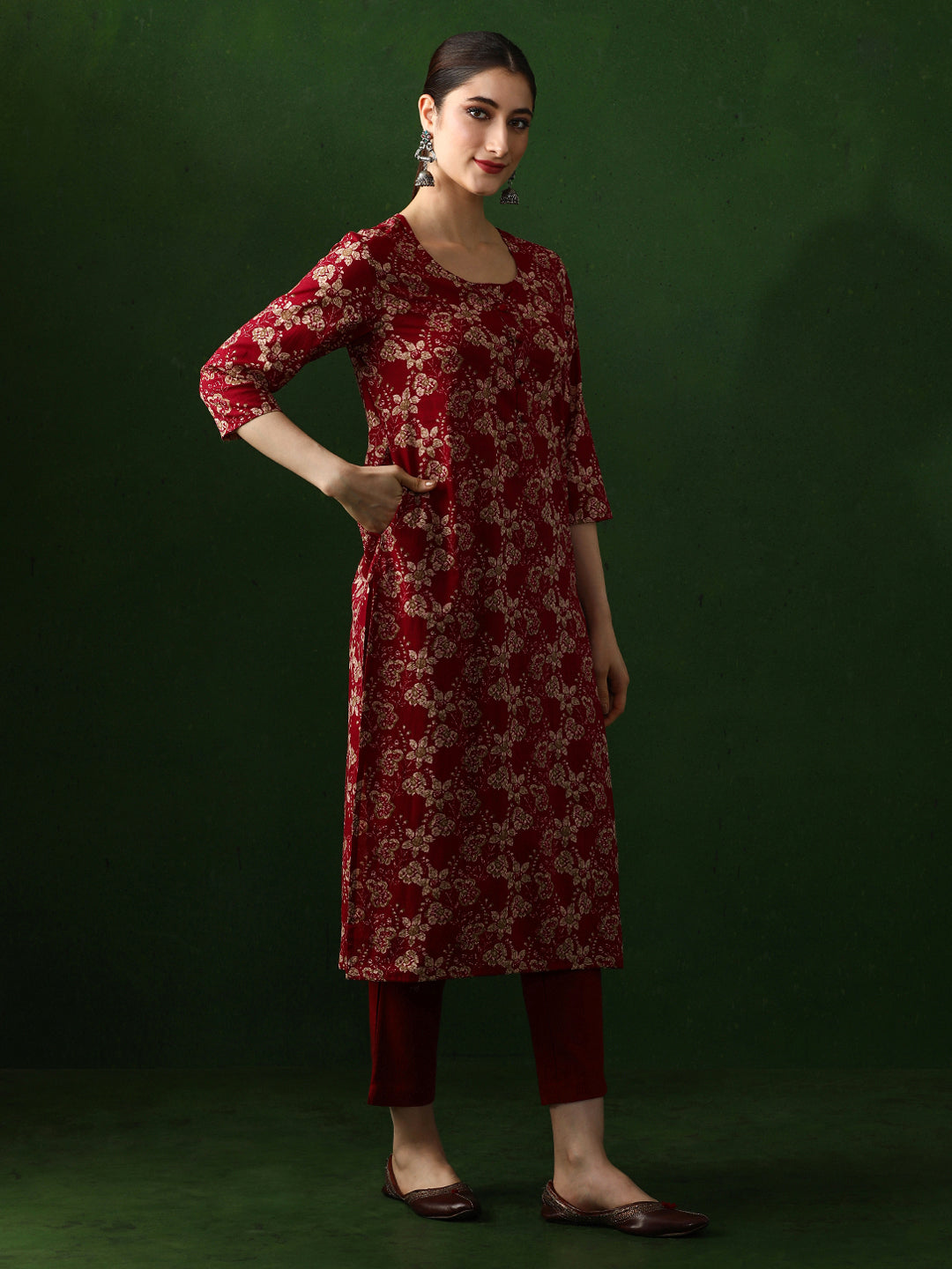 Floral Printed Straight Pure Cotton Kurta