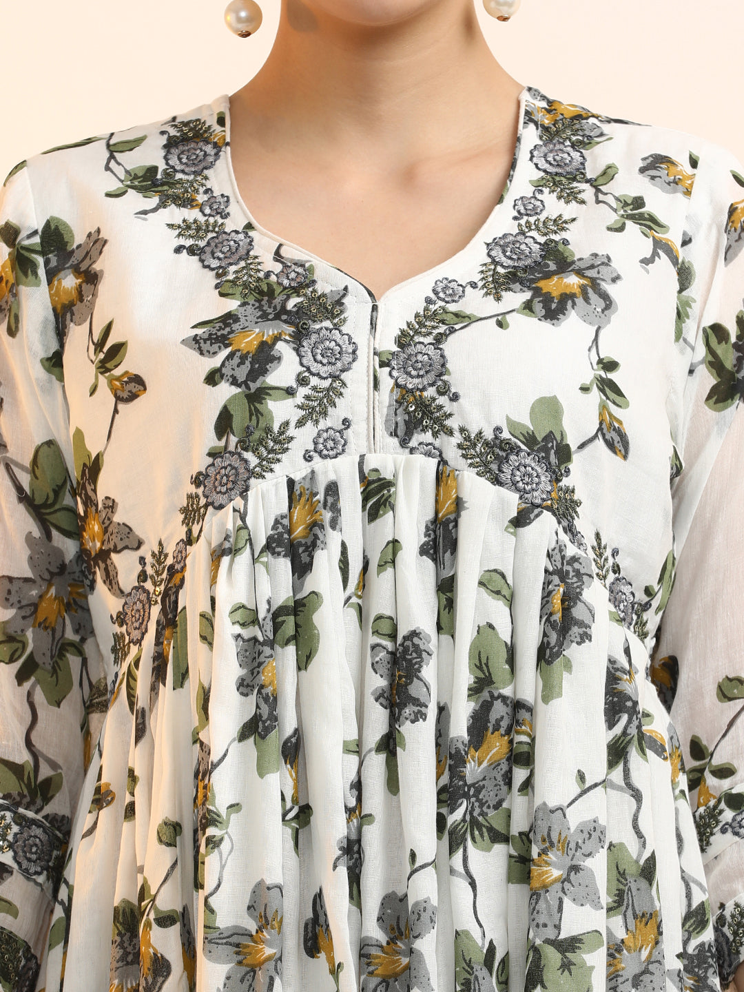 Embroidered Pure Cotton Floral Ethnic dresses With Dupatta