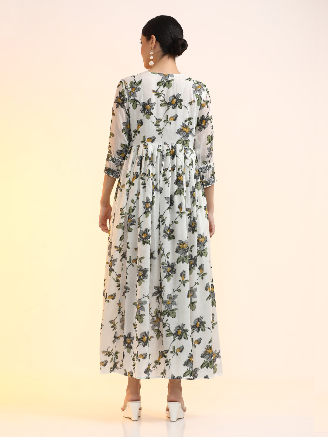 Embroidered Pure Cotton Floral Ethnic dresses With Dupatta