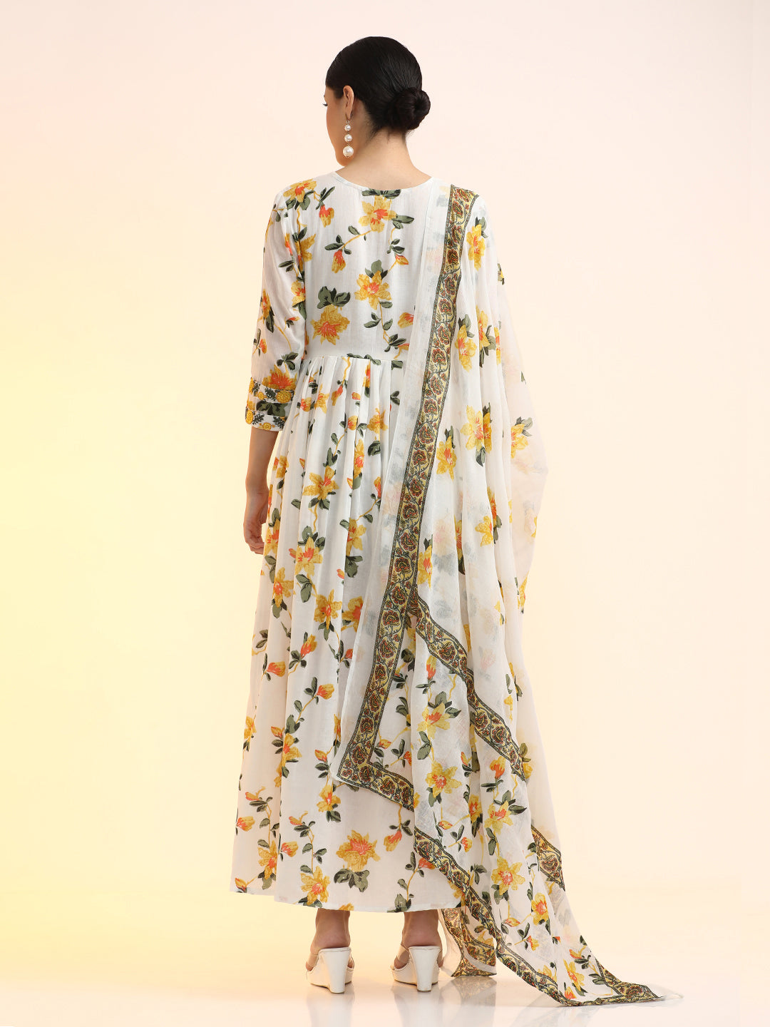 Embroidered Pure Cotton Floral Ethnic dresses With Dupatta