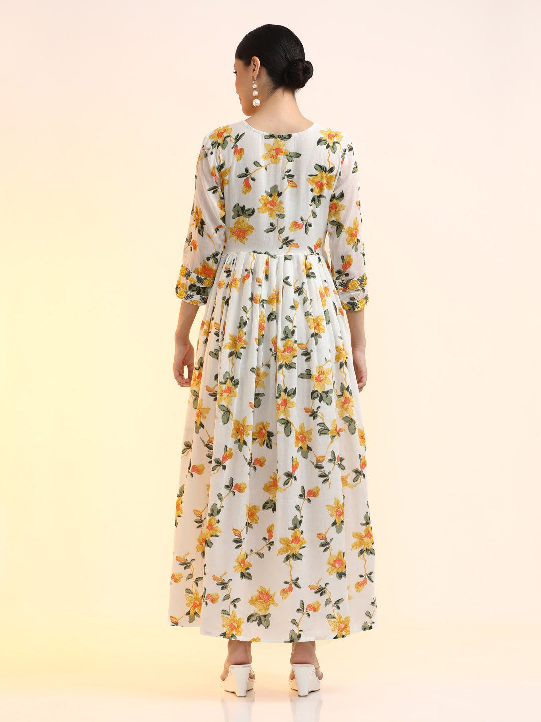 Embroidered Pure Cotton Floral Ethnic dresses With Dupatta