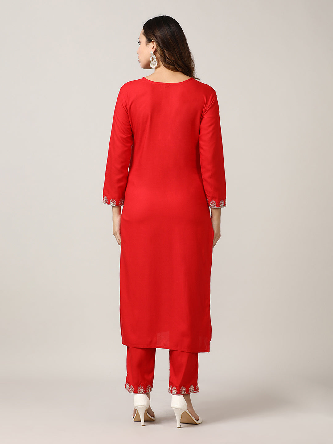 Embroidered Floral Straight Kurta Sets