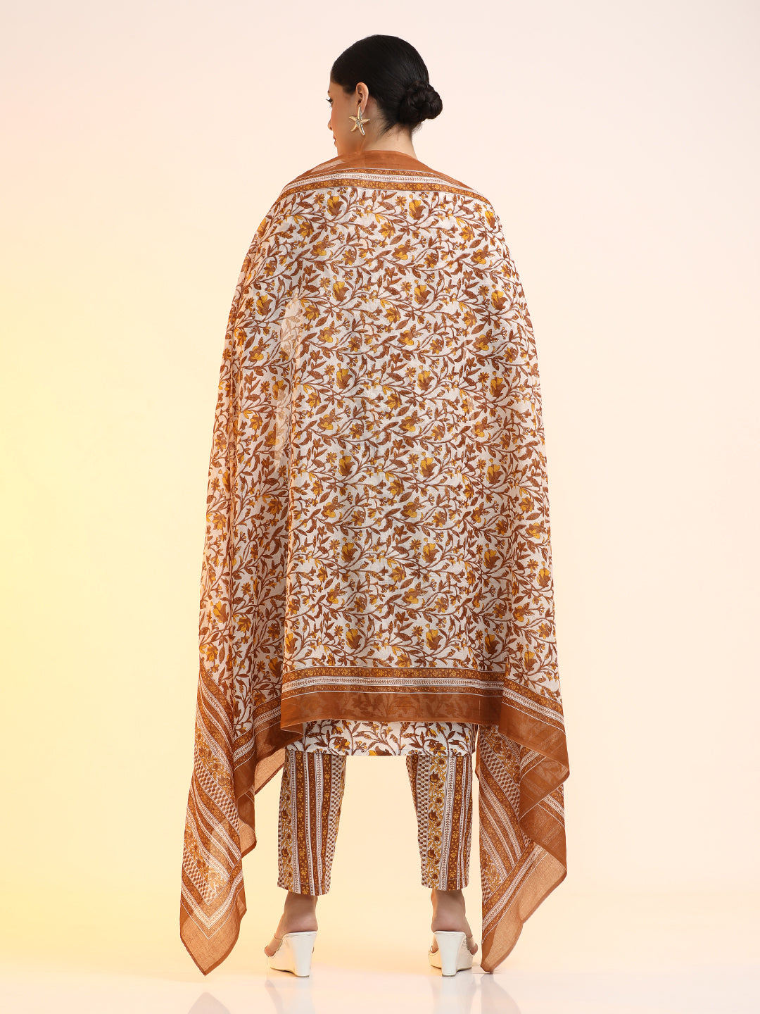 Embroidered Pure Cotton Floral Kurta Sets With Dupatta