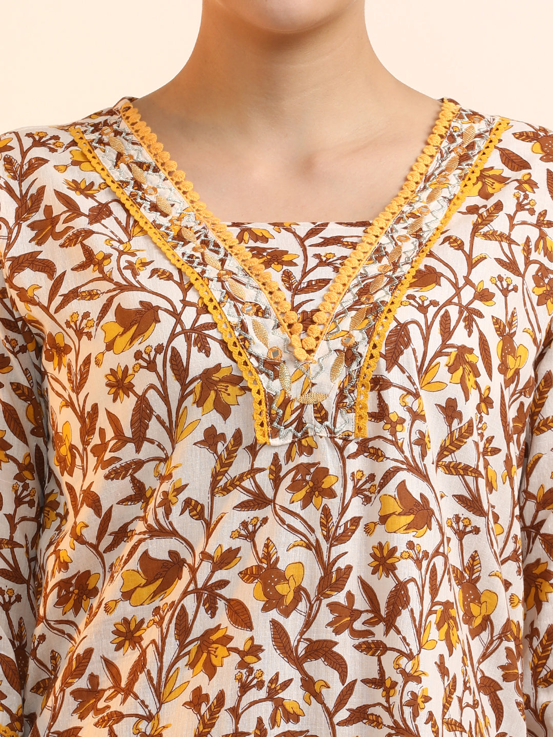 Embroidered Pure Cotton Floral Kurta Sets With Dupatta