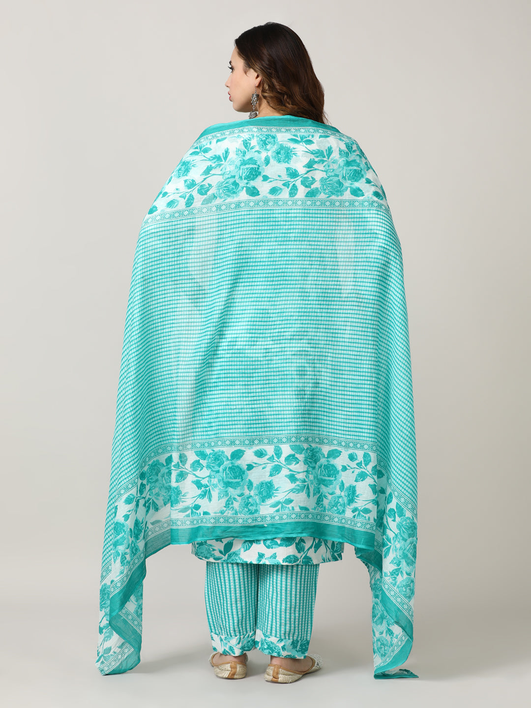 Embroidered Pure Cotton Floral Kurta Sets With Dupatta