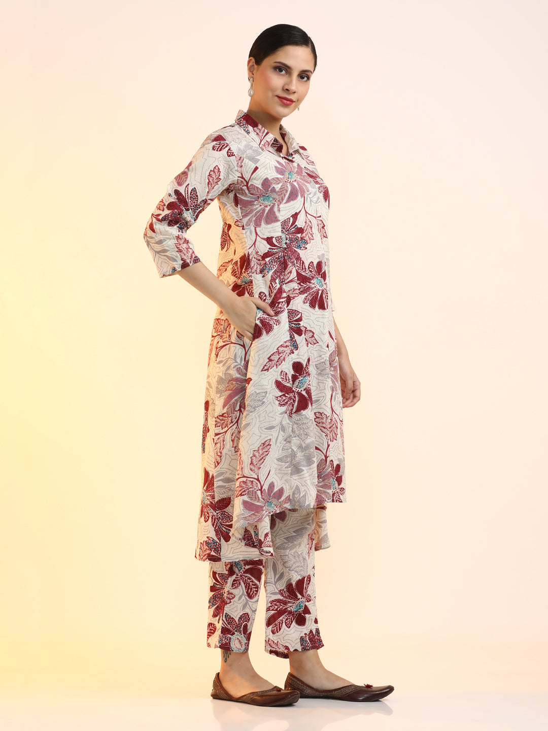 Printed Floral Flared Kurta Sets