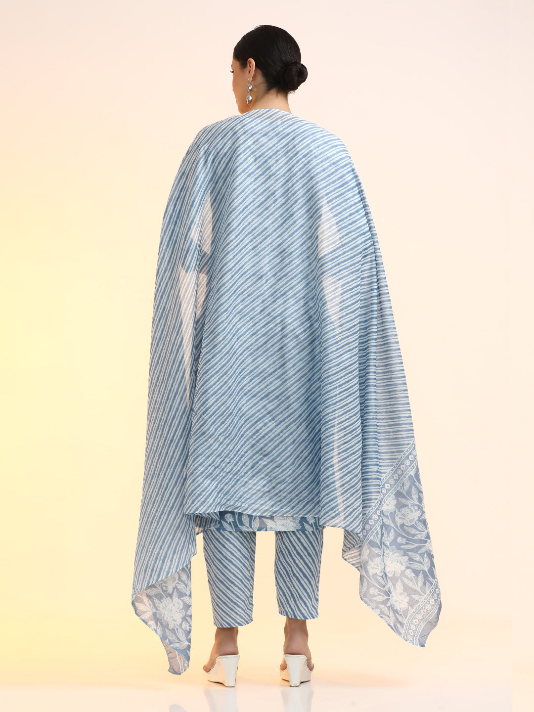 Embroidered Pure Cotton Striped Kurta Sets With Dupatta