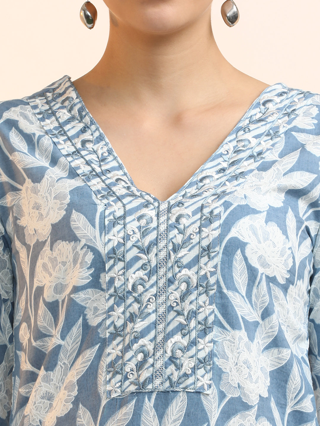 Embroidered Pure Cotton Striped Kurta Sets With Dupatta