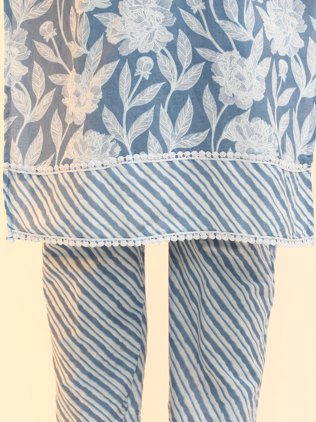 Embroidered Pure Cotton Striped Kurta Sets With Dupatta