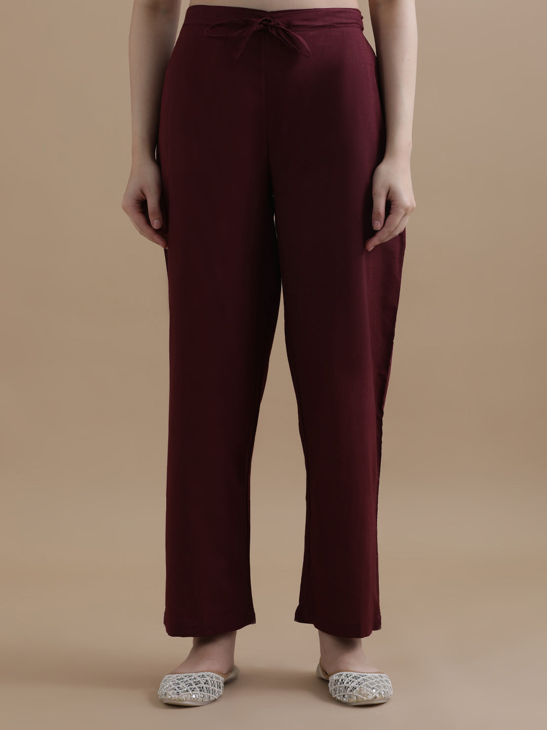 Violet Striped Printed Thread Work Pure Cotton Kurta With Pant & Mulmul Dupatta