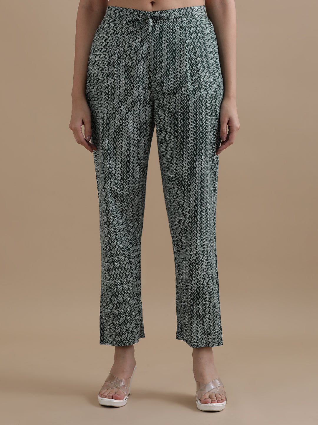 Green Angrakha Style Floral Printed Thread Work Pure Cotton Kurta With Pant & Chiffon Dupatta