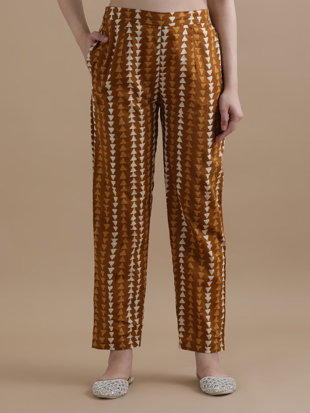 Mustard Floral Printed Gotta Patti Pure Cotton Kurta With Pant & Chiffon Dupatta